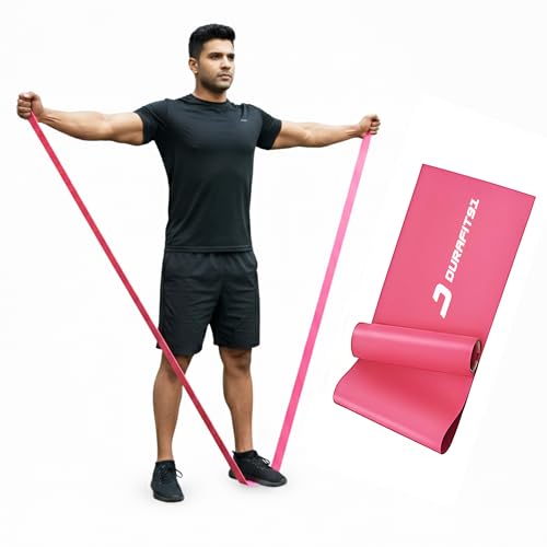 Image of Durafit91 Resistance Bands Set of 1(Extra Light Pink), Exercise Thera Band for Unisex, Natural Latex Stretch Band for Yoga, Pilates, Strength Training, Home Workout, Gym Fitness, Physical Therapy