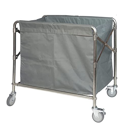 Carrello Portabiancheria In Acciaio Inox Commerciale - 90x65x80 Cm, Capacità 350L, Telaio Rimovibile Con Ruote, Sacchetto Impermeabile, Per Hotel, Casa, Ospedali, Lavanderie - 5