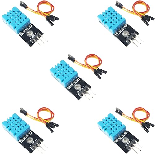 DIYables DHT11 Module Temperature and Humidity Sensor for Arduino, ESP32, ESP8266, Raspberry Pi, 5 Pieces