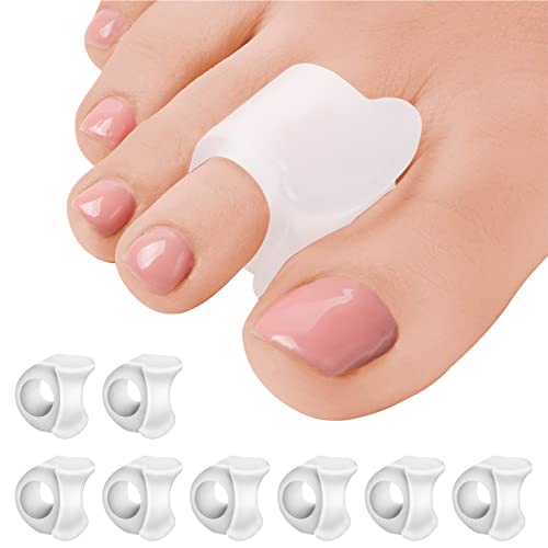 Aulese 8 Stück Zehenspreizer, Gel Zehenstrecker Kleiner Zeh, Silikon Zehentrenner für Bunion und Hammerzehen, Hallux Valgus Korrektur Relief Druck und Schmerzen (Weiß-S)