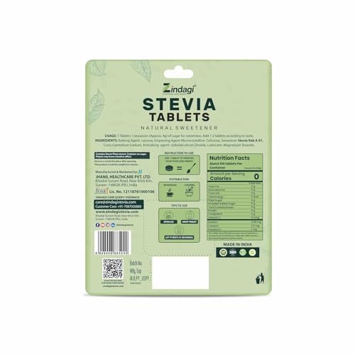 Image of Zindagi Stevia Sugar Free Tablets | Zero Calorie Sweetener | Keto & Vegan Friendly Sugar Substitute | 400 Tablets