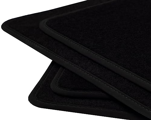 Velours Fußmatten Satz für Mitsubishi Grandis (2004-2011) Nubukleder Schwarz, Naht: Schwarz -...