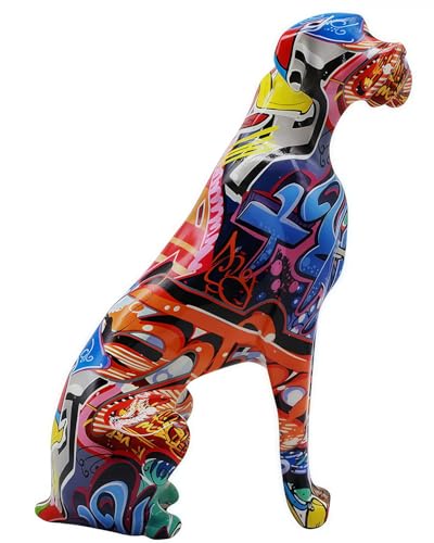 Estatua de perro graffiti, escultura abstracta para decoración