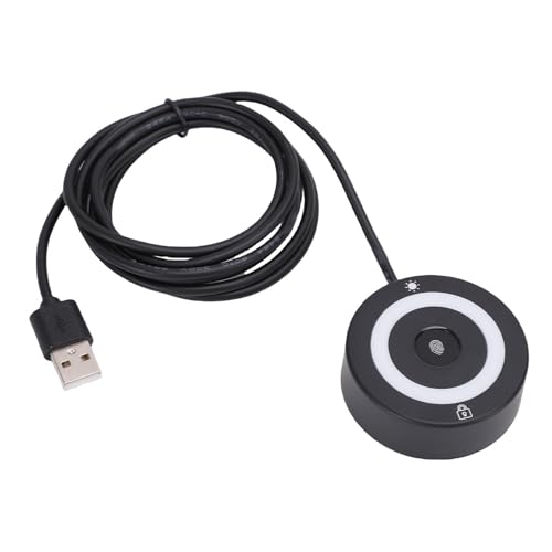 Jectse Lector Biométrico de Huellas Dactilares USB Compatible Escáner de Reconocimiento Táctil de Coincidencia Rápida para PC Portátil, ABS Negro