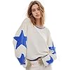 Women Cotton Oversized Sweatshirt Lightweight Long Sleeve Crewneck Hoodies Star Tee Shirts 2024 Fall Pullover Clothes