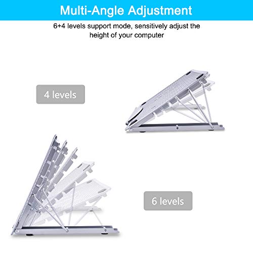 Aigital Laptop Stand, Computer Stand for Laptop, Portable and 6+4 Adjustable Tablet Laptop Holder Stand with Hollow Heat Dissipation Design Compatible with 7-15.6 inches Laptop, IPAD, Cell Phone - Thumbnail 7