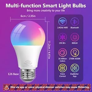 DAYBETTER A19 E26 Smart Light Bulbs, Compatible with Alexa & Google Home — photo 2 of 6