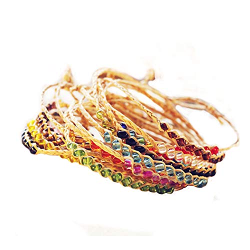 The Woo s 9 Pcs Friendship Wish Bracelets Set Handmade String Beaded Bracelets Raffia Adjustable Braided Woven Bracelets Colorful Crystal Knotted Bracelets for Women Girl DIY Accessory