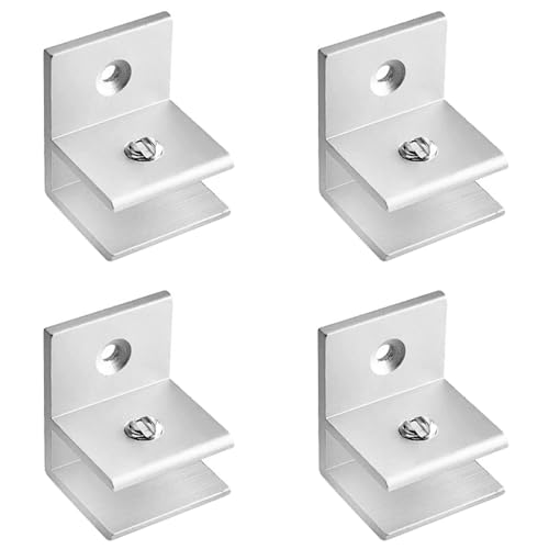 Lot de 4 pinces de fixation pour panneau de verre, clips en verre argentés, en forme de F, réglables de 8 à 10 mm, support d'étagère en verre pour chambre...