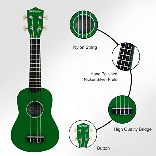 HUAWIND Ukulélé coloré 53,3 cm pour enfants (ukulélé vert) - Les Beatles, Paul McCartney, John Lennon, RIngo Starr, George Harrison HUAWIND Ukulélé coloré 53,3 cm pour enfants (ukulélé vert) – Image 6