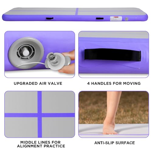 KIKILIVE Inflatable Air Gymnastics Tumbling Mat 10ft, Air Tumble Track Mat 4 inches Thickness with Electric Air Pump for Home Use/Training/Cheerleading/Yoga/Water/Beach/Park