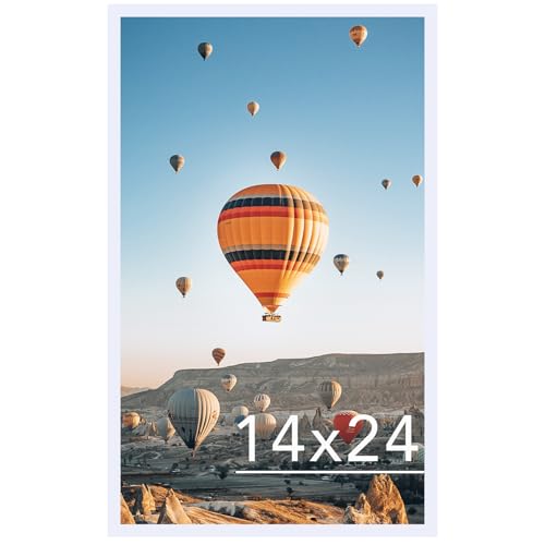 Image of JCJMY 14x24 Picture Frame White for Poster Photo Picture, Horizontal and Vertical Formats for Wall Hanging, 14 x 24 Wall Gallery Poster Photo Frame for 14 by 24 Photos Posters, White