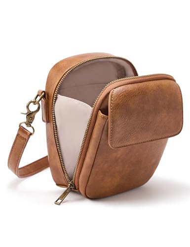 Yarnic Small Crossbody Bag, Vegan Leather Cell Phone Purse for Women, Vintage Wallet Bag with Card Slots
