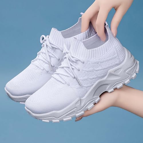Baskets mode femme plateforme blanches pointure 37 pour marche