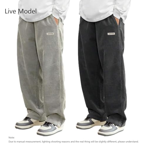 Mokaloha Mens Corduroy Pants, Men's Fashion Vintage Sports Corduroy Fabric Logo Embroidered Trousers2