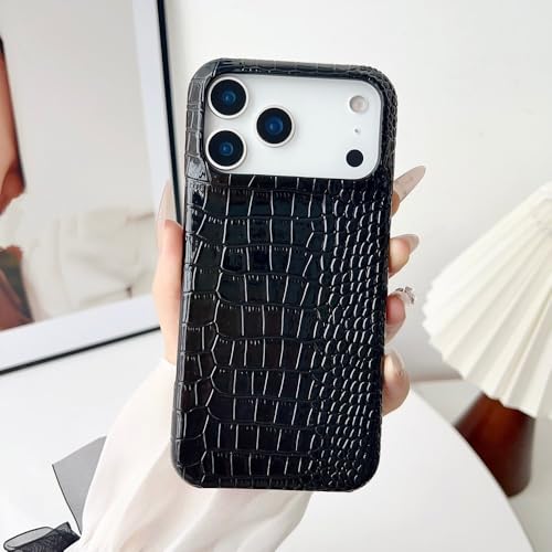 Coque noire unie pour iPhone 14 Pro Max : protection rigide effet crocodile