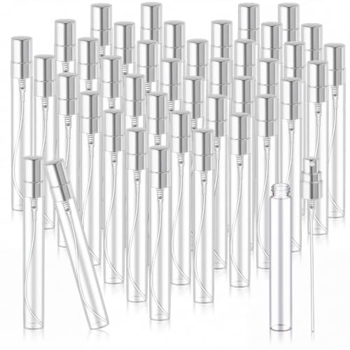 Zhehao 50 Pcs Mini Spray Bottles, Perfume Bottle, Silver Cap, 10 Ml