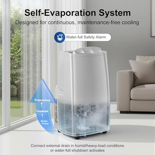 Image of Uthfy 14,000BTU Portable Air Conditioners, 4-in-1 Function Ac Unit with Cooling, Dehumidifier,Fan and Sleep Mode, Self-evaporation, 24H Timer Auto-on /off, Cools up to 750 sq.ft, Window kits Included