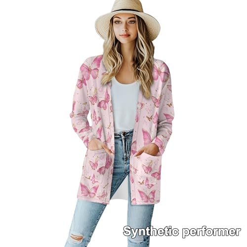Image of Cardigan Sweaters for Women Long Sleeve Cardigan Soft Drape Open Front Fall Dusters V-Neck Jackets Dressy Loose Coat