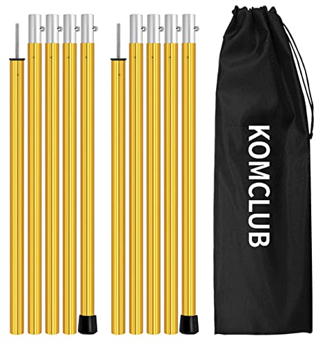 KOMCLUB Poteaux de Tente télescopiques en Aluminium, légers, réglables et de Rechange pour Sports de Plein air et Camping, 1,9 m