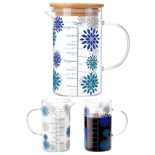 Vaso medidor vidrio borosilicato 500 ml con tapa bambú miniatura 1