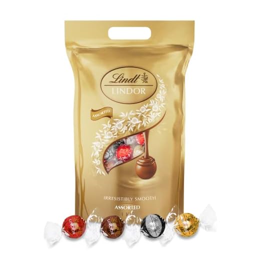 Lindt LINDOR Praliner Mixad - påse ca. 80 st kulor, 1 kg - Dela och njut tillsammans - Chokladkulor med len och krämig fyllning - Njut av LINDOR till påsk!