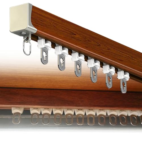 Riel de cortina de grano de madera para montaje en techo, sistema de barra de cortina individual, divisor de habitación, uso en hotel, 3 m, solución versátil para cortinas para el hogar y la oficina