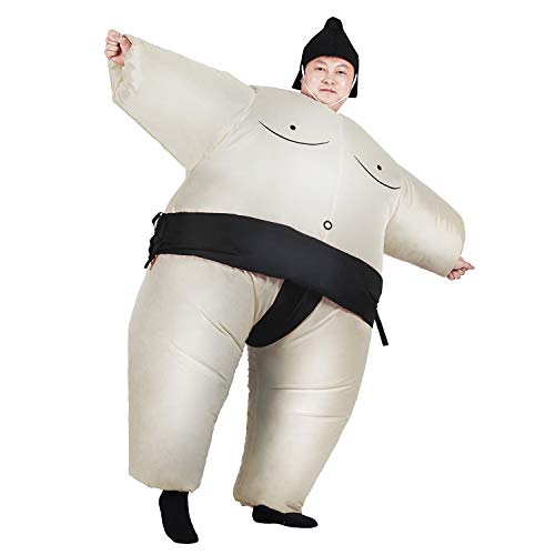 Inflatable Adult Sumo Wrestler Suits Wrestling Fancy Dress Halloween Costume One Size Fits Most (Black Adult)