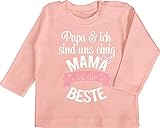 Muttertagsgeschenk Mama Geschenk Baby - Mama ist die Beste - rosa weiß - 6/12 Monate - Babyrosa - Baby Tshirt mädchen - BZ11 - Baby Langarmshirt für Jungen und Mädchen