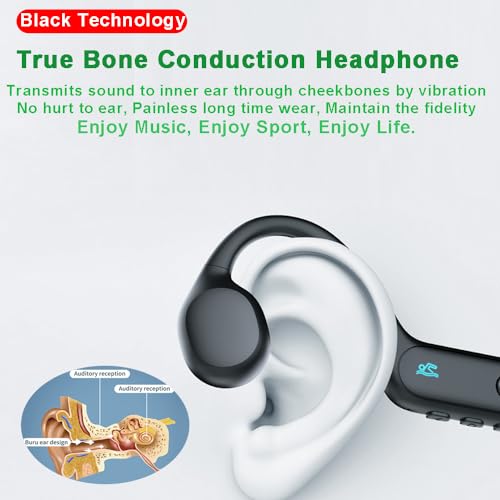 Image of AYI Professional Swim Headphones True Bone Conduction Open Ear Headset Underwater MP3 Player Built-in 32G Memory IP68 Waterproof Bluetooth Earphone for Driving Bicycling Running Skiing-X6 Black