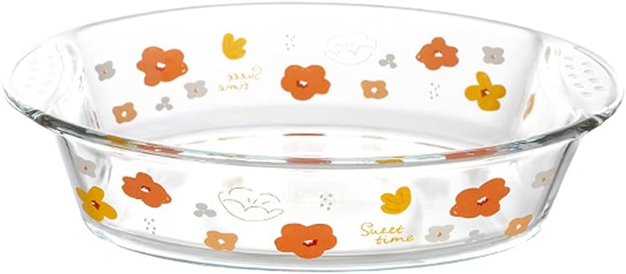 Oven to Table Bakeware Dinner Plates, Round Glass Baking Dish with Handle, Baking Pan for Cooking, Cake Dinner, Kitchen, 10.2x7.1x2.6inch Individual Lasagne Pan Deep (Color : 1) (1)