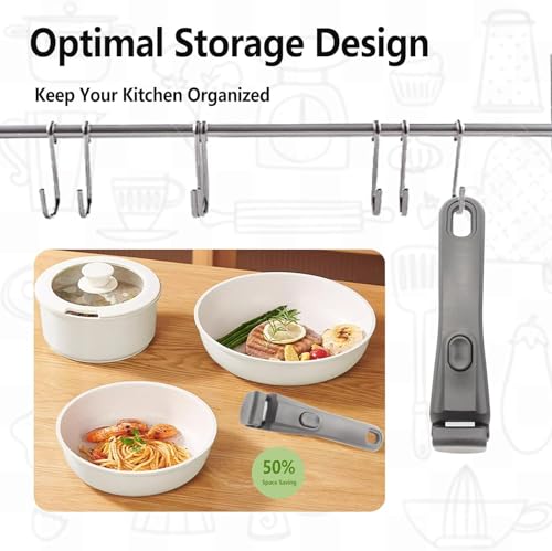 Image of Removable Handle for Pots and Pans Black - Universal Detachable Pan Handle - Heat-Resistant Plastic, Stainless Steel, Silicone (Multicolour)