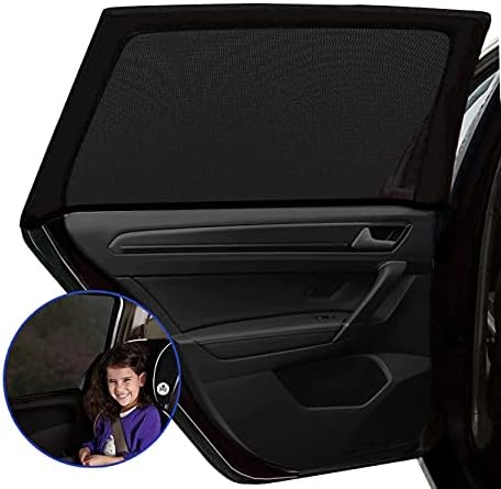 LEMLEON Car Window Shade,Automotive Sun Protection for Baby Windshield Mesh Rear Side Kids Sunlight Protection, Double Venting Design, Universal Fit Most of Cars and SUV's. 2 Pack