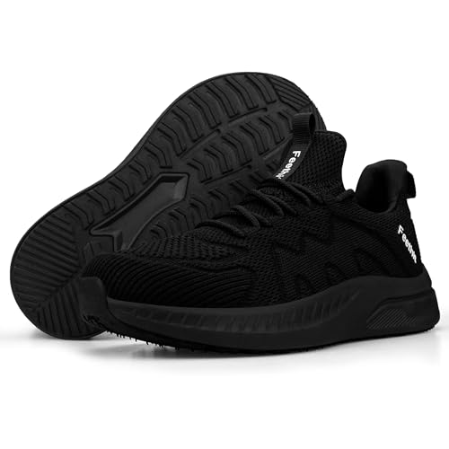 Feethit Womens Running Shoes Tennis Walking Shoes Slip on Sneakers Lightweight Gym Shoes for Workout Work Travel Athletic Black Size 7.5