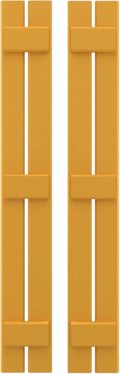 Ekena Millwork ARW401SB207X67TUH Americraft Two 3 Exterior Real Wood Spaced Board-n-Batten Shutters (Per Pair), Turmeric