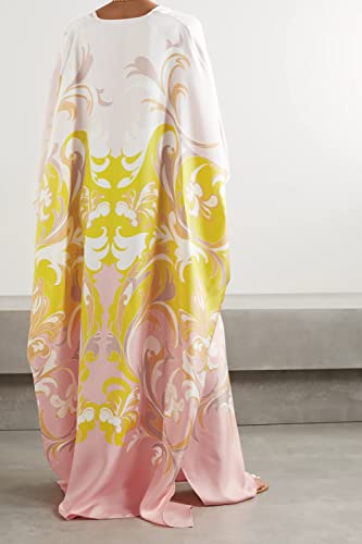 Image of Women's Calf Length Printed Soft Silk Kaftan Daily Wear Caftan, Fashion,Maxi Dress,Long Kaftans,Stylish Women Casual Wear Caftans Black