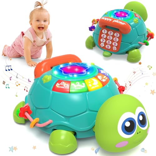 Image of Hanayo Baby Toys 6 to 12 Months,Musical Turtle Crawling Girl Toys for 12-18 Months,Infant Early Learning Educational Toy,Girl & Boy Gift Essentials for Newborn 7 8 9 11+ Months 1-2 Year Old(Green)