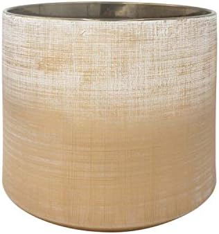 Amazon Brand Rivet Rustic Stoneware Crosshatch Indoor Outdoor Flower Plant Pot, 8.7"H, Silver