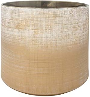 Rivet Rustic Stoneware Crosshatch Indoor Outdoor Flower Plant Pot, 8.7"H, Bronze