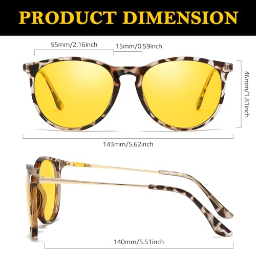 TJUTR Night Vision Driving Glasses for Women Men, Polarized Yellow Lens Reduce Glare, Safety Nighttime & UV Protection TN25593