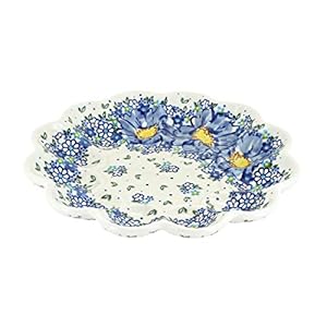 Blue Rose Polish Pottery Blue Starflower Egg Plate