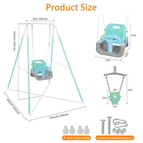 Image of 4 in 1 Toddler Swing Set & Baby Jumper, Foldable Swing Set for Backyard