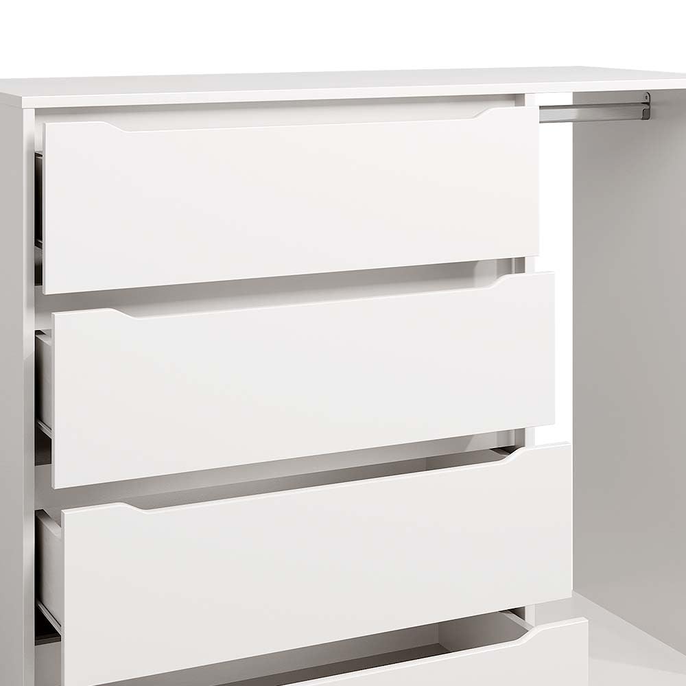 Vicco Kinderkleiderschrank Ruben, Weiß, 120 x 101.9 cm mit 4 Schubladen, geeignet zur Aufbewahrung von Kinderkleidung und Accessoires