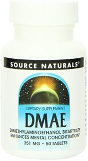 Source Naturals DMAE, Dimethylaminoethanol Bitartrate - Supports Mental Concentration - 50 Tablets