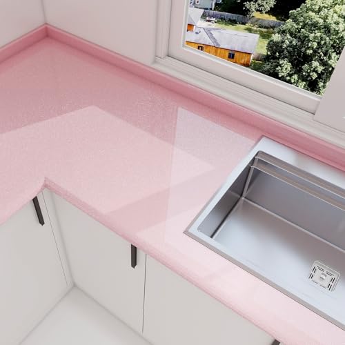 Papier peint brillant rose 40x497,8 cm autocollant et imperméable pour relooker table