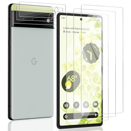 AnnhanT Protector Pantalla para Google Pixel 6, Cristal Templado [3 Piezas] + Protector de Lente de cámara [3 Piezas] - 9H Dureza Antiarañazos. Para Google Pixel 6 Protector