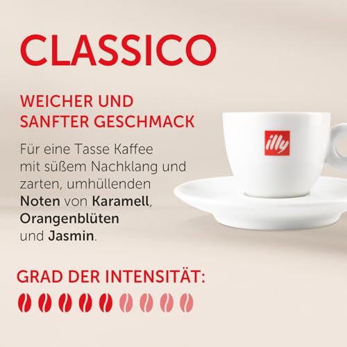 illy, Kaffee E.S.E. Pads Einzeldosis CLASSICO, 100% Arabica mit Noten von Orangenblüten und Jasmin, Sanfter Geschmack und Süßer Nachgeschmack, 1 Packung mit 18 kompostierbaren kapseln