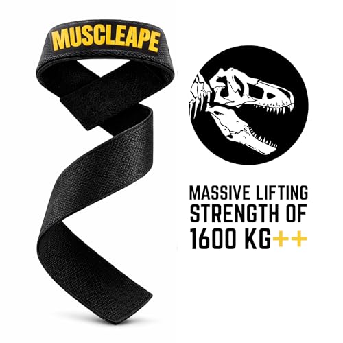 Image of Muscleape Weight Lifting Straps Wrist Supporter For Gym. Gym Accessories Men & Women. Wrist Strap For Gym With Padded Wrist Support.Deadlift Strap Weightlifting Straps For Grip Gym Straps For Weight Lifting