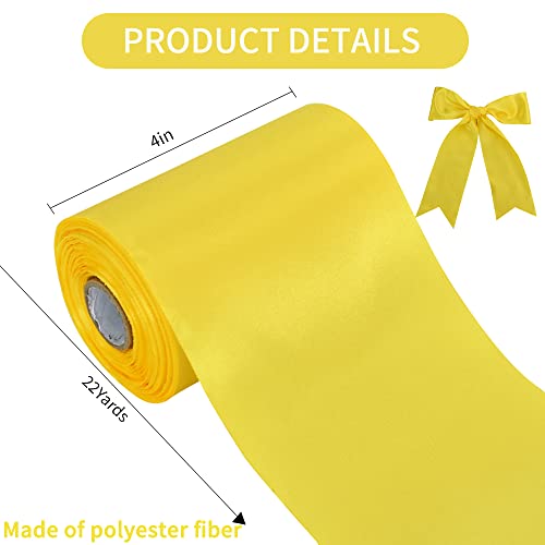 TONIFUL Wide satin ribbon-for Gift Wrapping Christmas Tree Halloween Thanksgiving Wedding Car Chair Pageant Sashes Grand Opening Festival Party Decor-Lemon Ribbon-4 Inch x 22 Yards - Image 2
