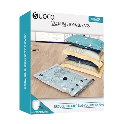 SUOCO 8 Combo Vacuum Storage Bags with Electric Pump,...